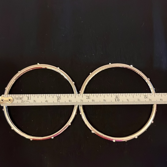 Silvertone Rhinestone Bangle Bracelets - Picture 2 of 4